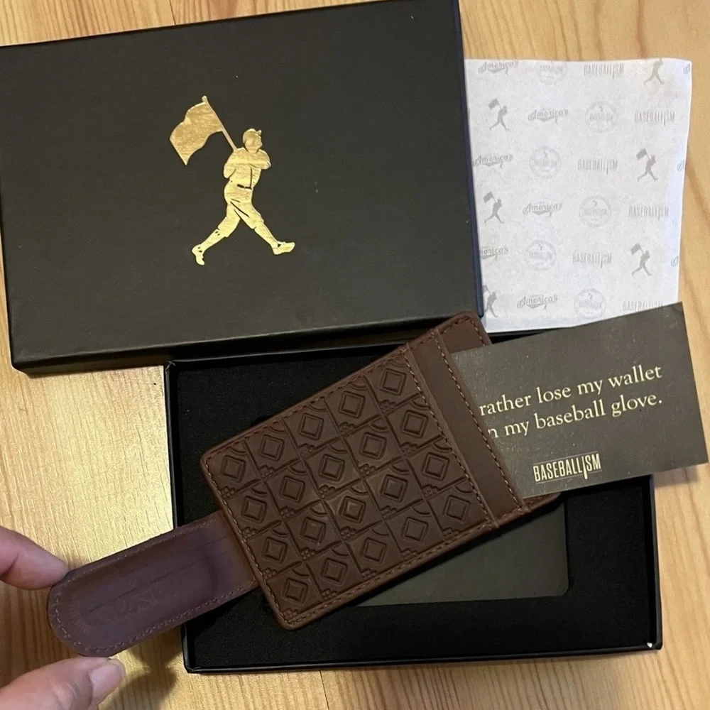 New Baseballism Glove Leather Wallet, money credit card holder, Money Clip